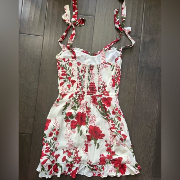 Reformation The Christine White and Red Floral Mini Dress Size 4 - Picture 8 of 13
